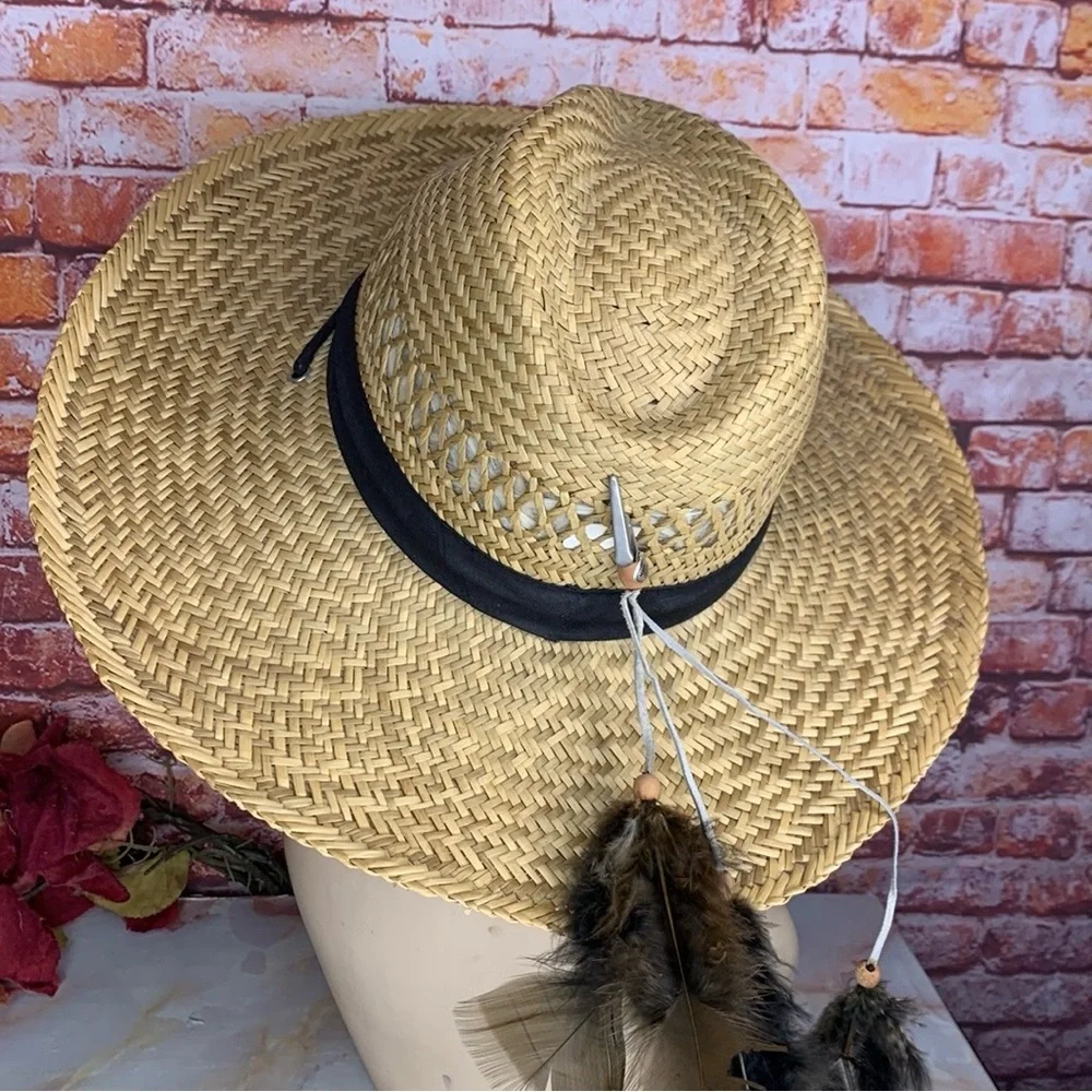 Wide Brimmed Concho Accent Wide Brimmed western Style Sun Hat